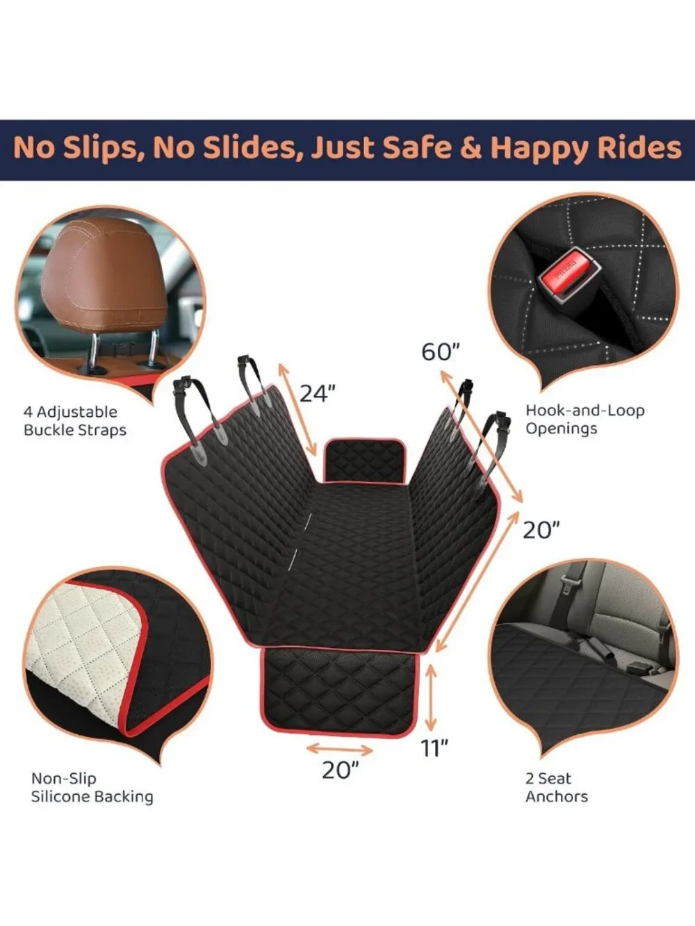 Waterproof Dog Car Seat Cover Hammock for Back Seat - SUV, Truck & Tesla